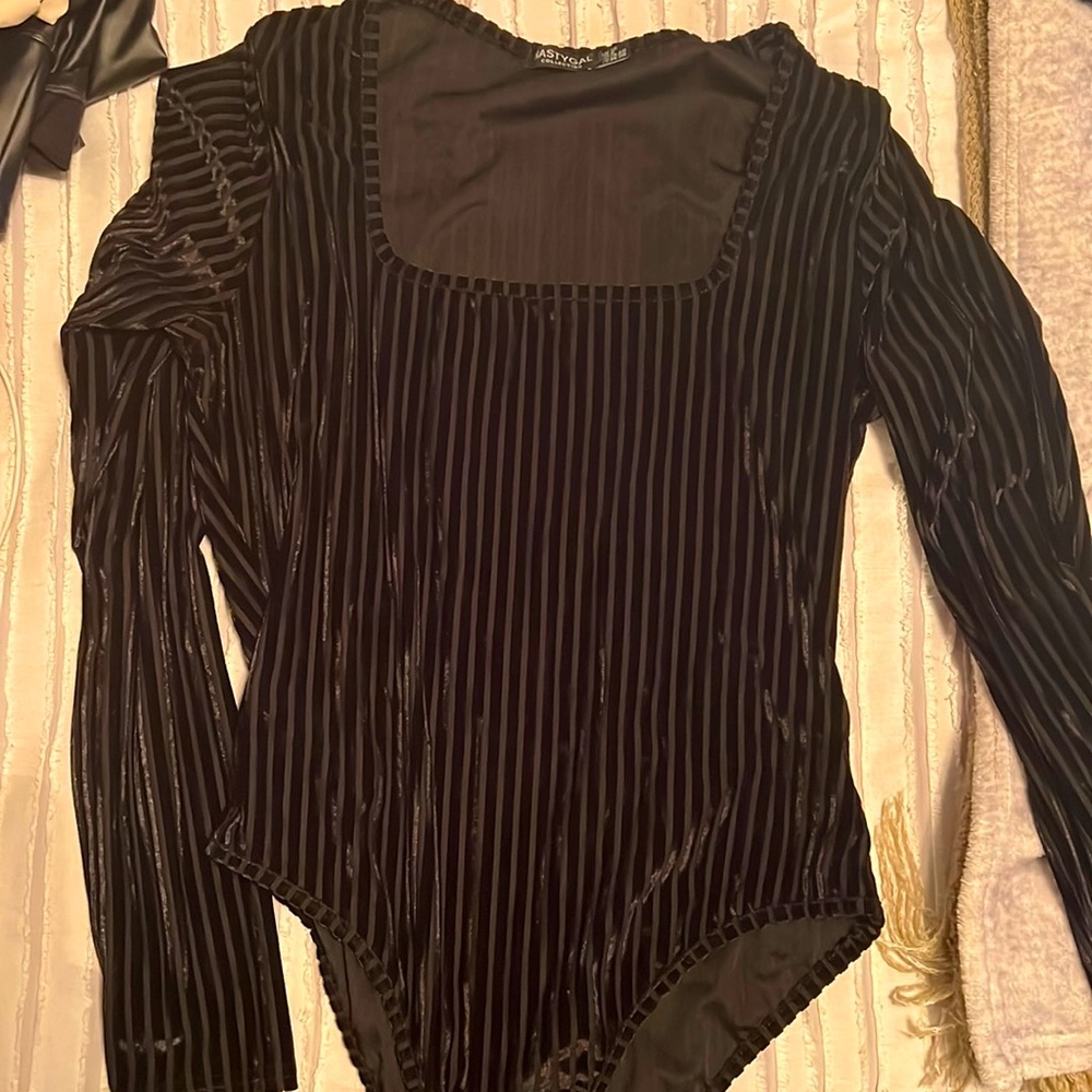 Velvet square neck bodysuit